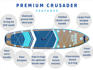 Hero SUP Premium Hybrid Crusader Inflatable Paddle Board